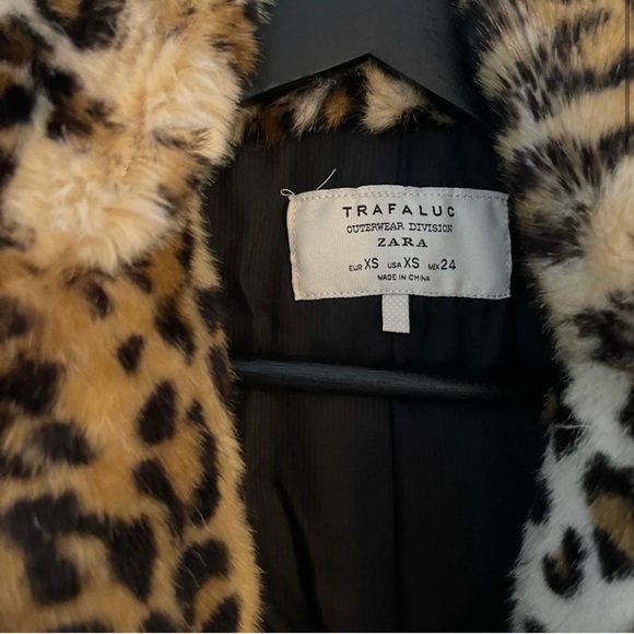 Zara Animal Cheetah Leopard Faux Fur Coat XS - Picture 2 of 6